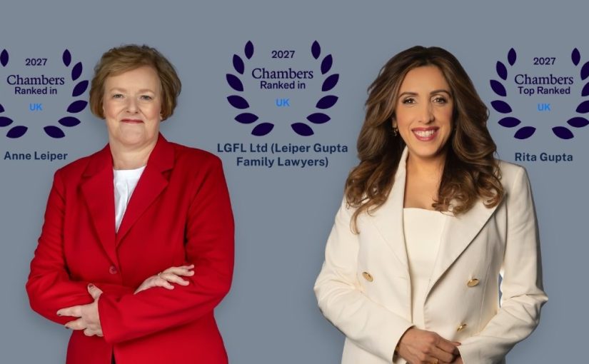 Anne Leiper and Rita Gupta in a promotional graphic announcing Rita Gupta’s Band 1 Chambers Ranking 2027, Anne’s and ranking for LGFL Ltd.